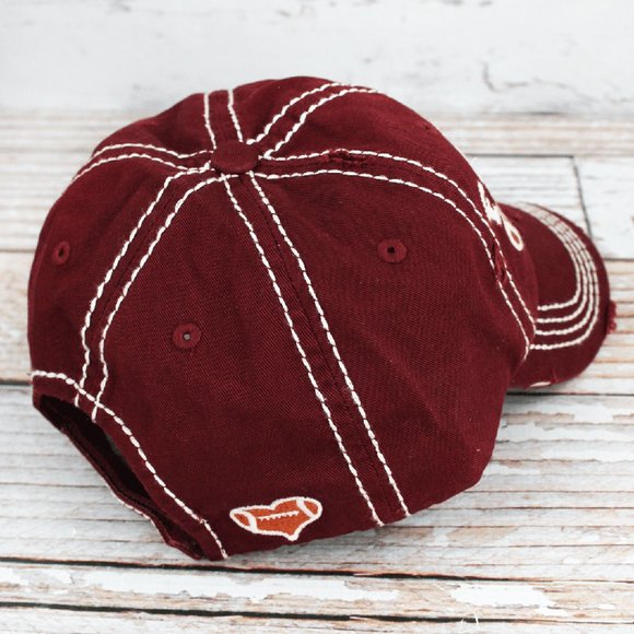 Distressed Burgundy Football Mama Hat - Picture 3 of 8